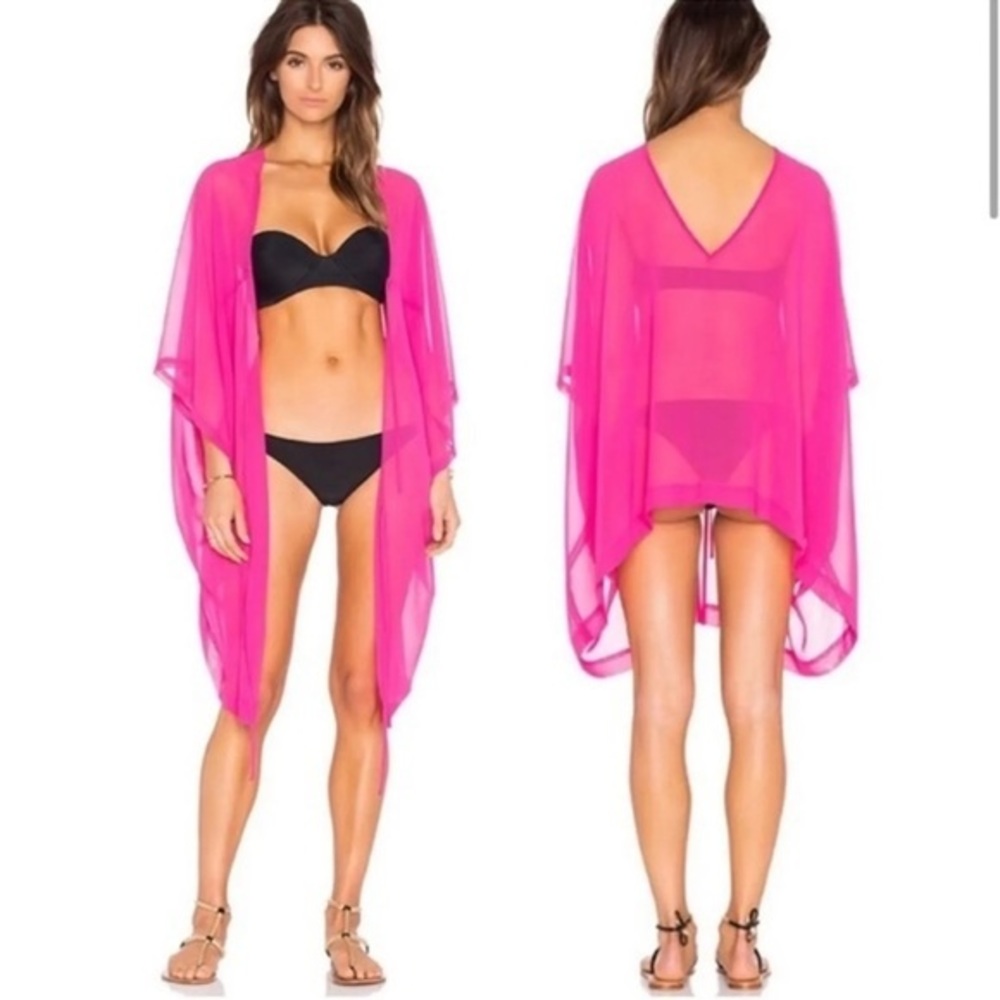 NWT $180 L’Agent Agent Provocateur Pink Fuschia Rosana PCruz Swim Kimono CoverUp